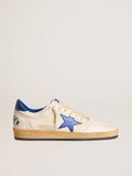 Women's Ball Star Wishes in white nappa leather with bright blue star and heel tab| Golden Goose