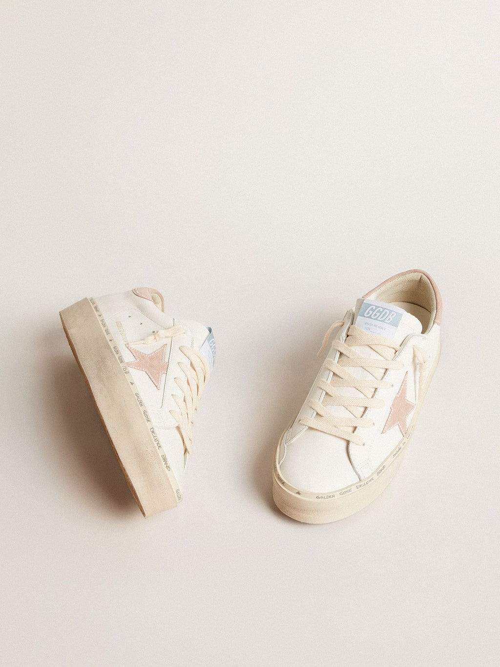 Women's Hi Star LTD with old rose suede star and heel tab with pearls| Golden Goose