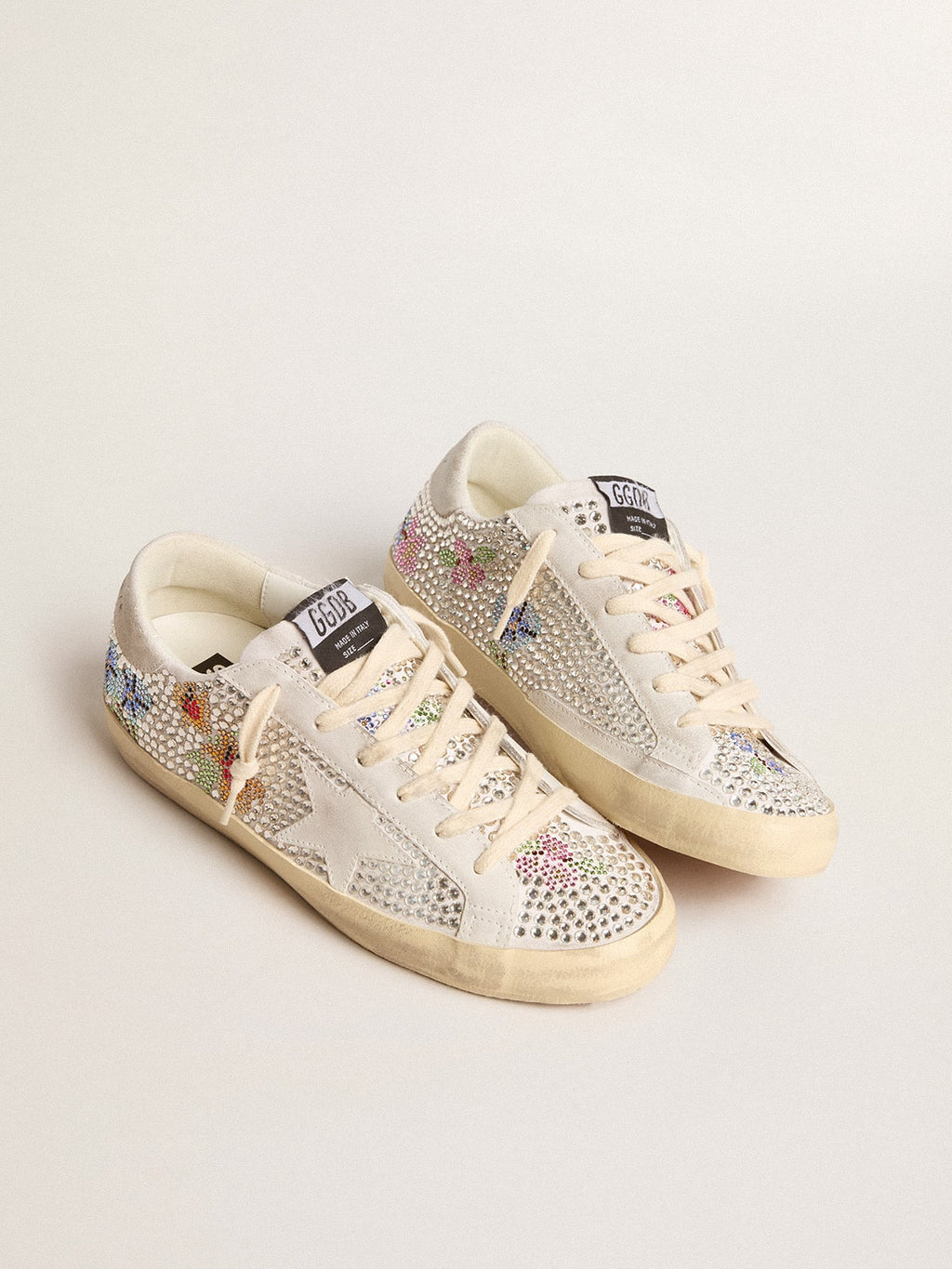 Super-Star LTD in Swarovski crystals with suede star and heel tab| Golden Goose
