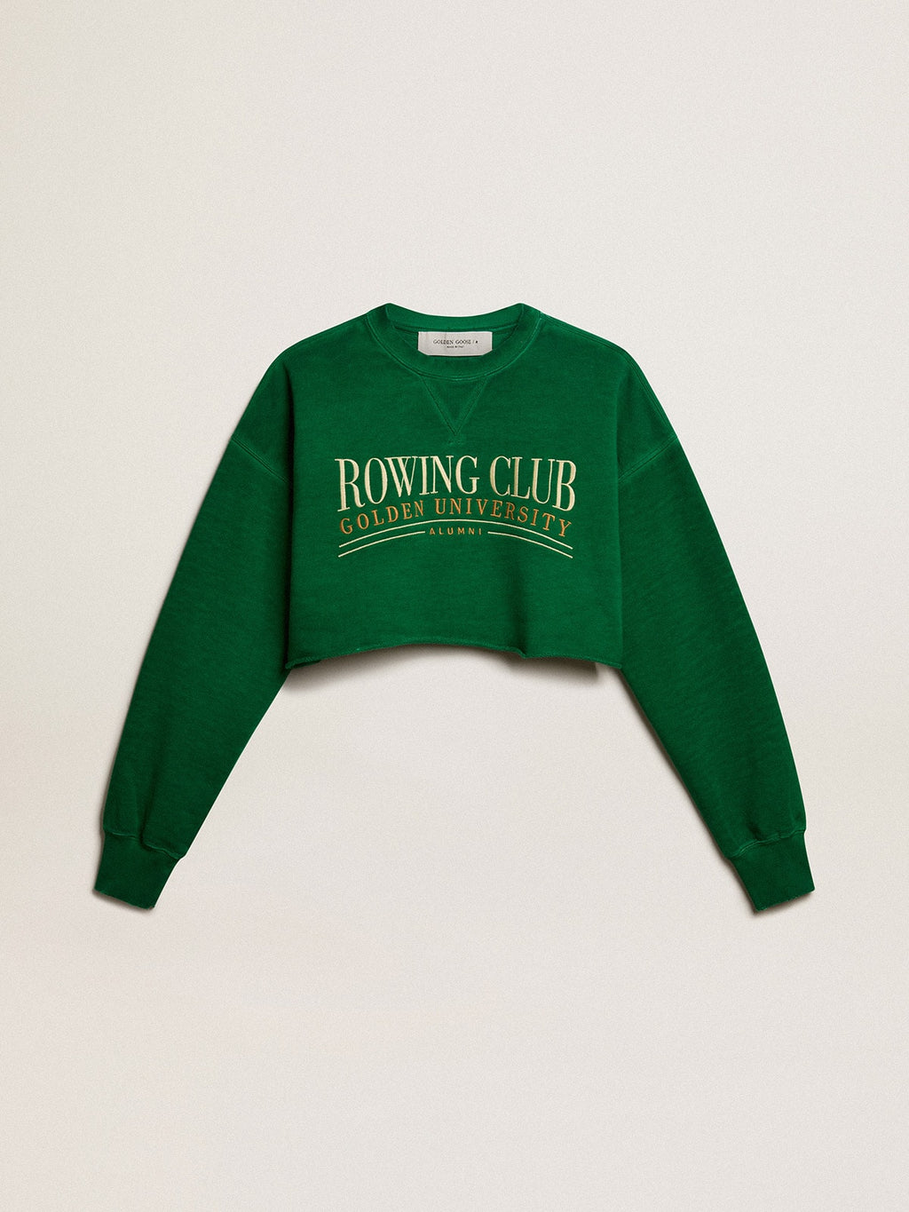 Green cropped round-neck cotton sweatshirt| Golden Goose