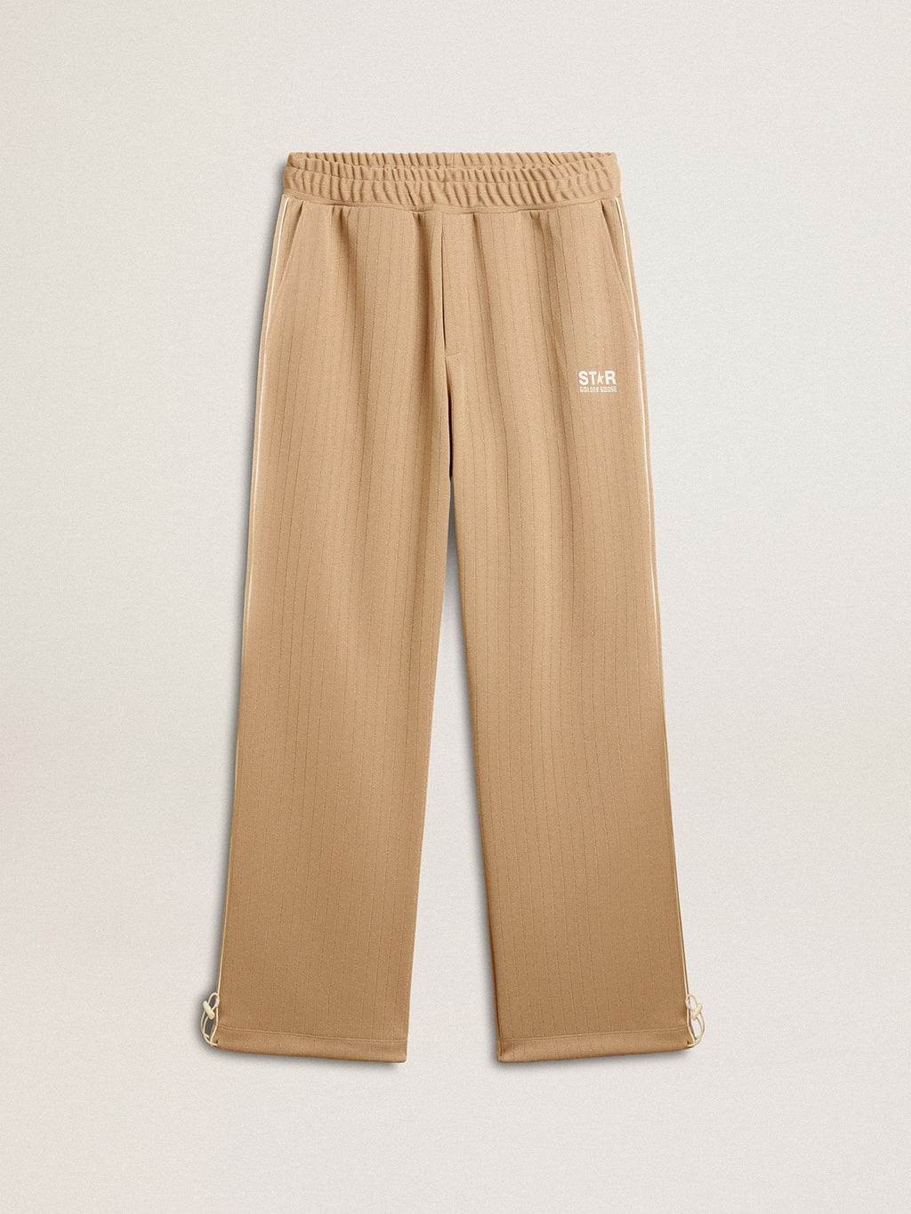 Men's light beige joggers with white logo| Golden Goose