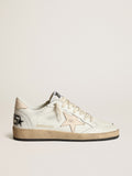 Ball Star LTD in white nappa with a salmon-pink nappa star| Golden Goose