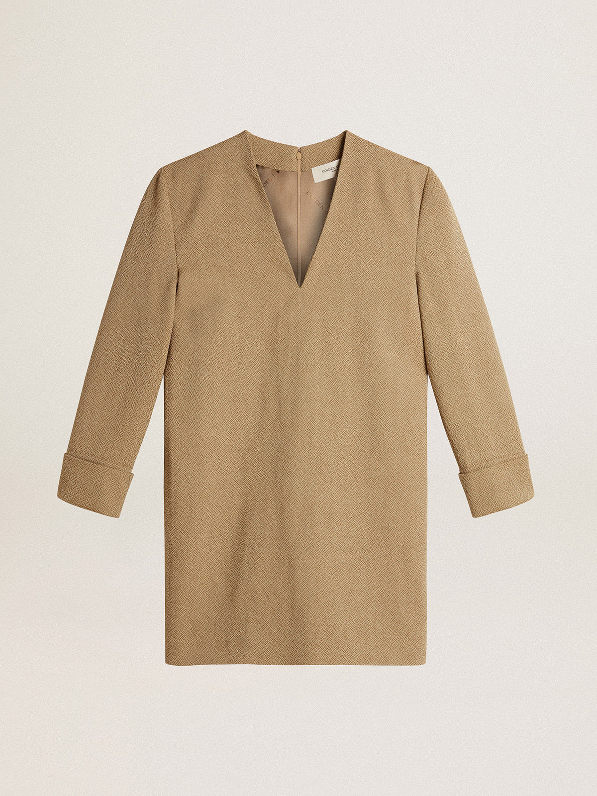 Pale beech-colored short woolen dress| Golden Goose