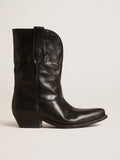 Low Wish Star boots in black leather with black star| Golden Goose