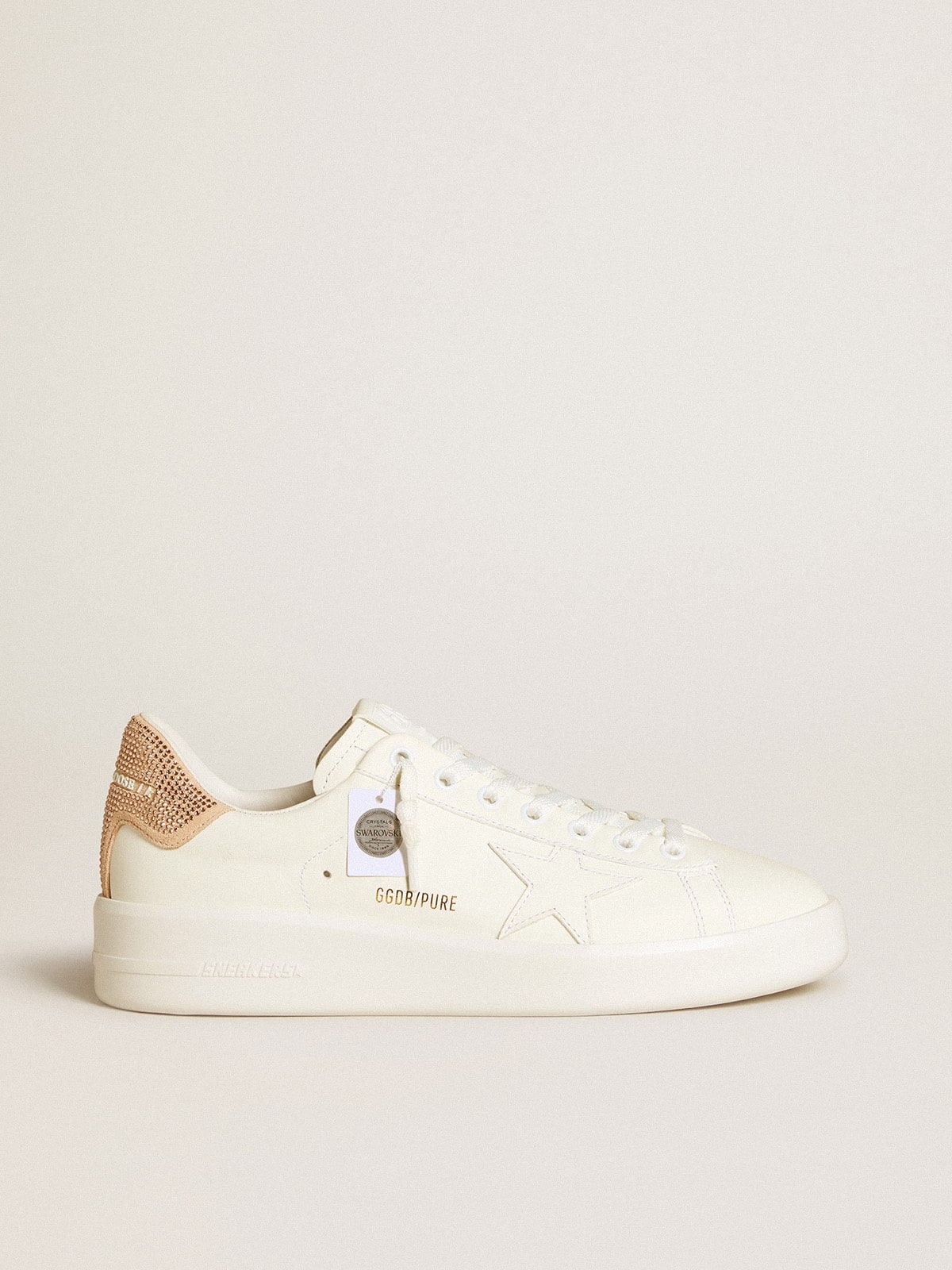 Purestar with leather star and suede heel tab with Swarovski crystals| Golden Goose