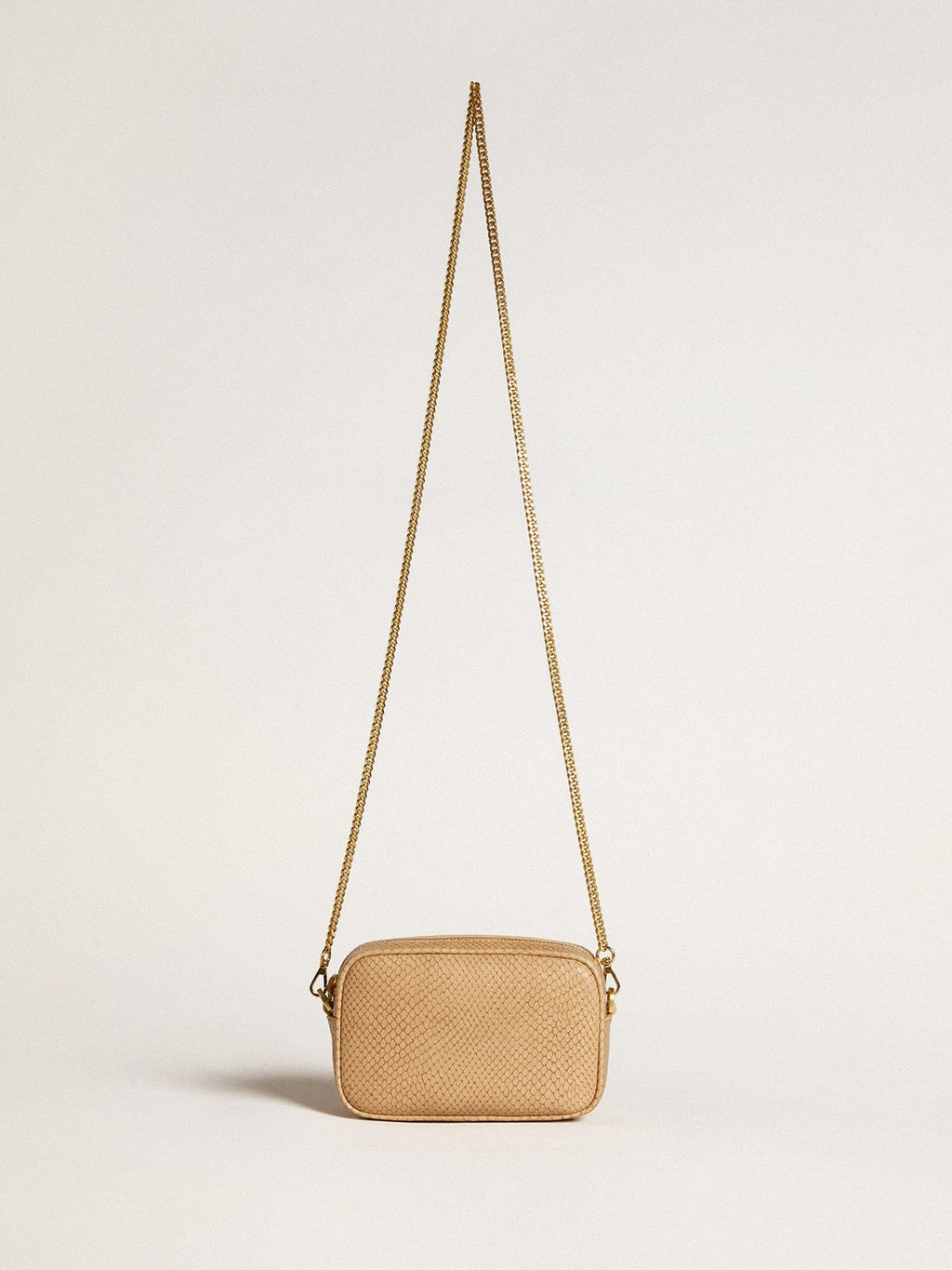 Mini Star Bag in beige snake-print leather| Golden Goose