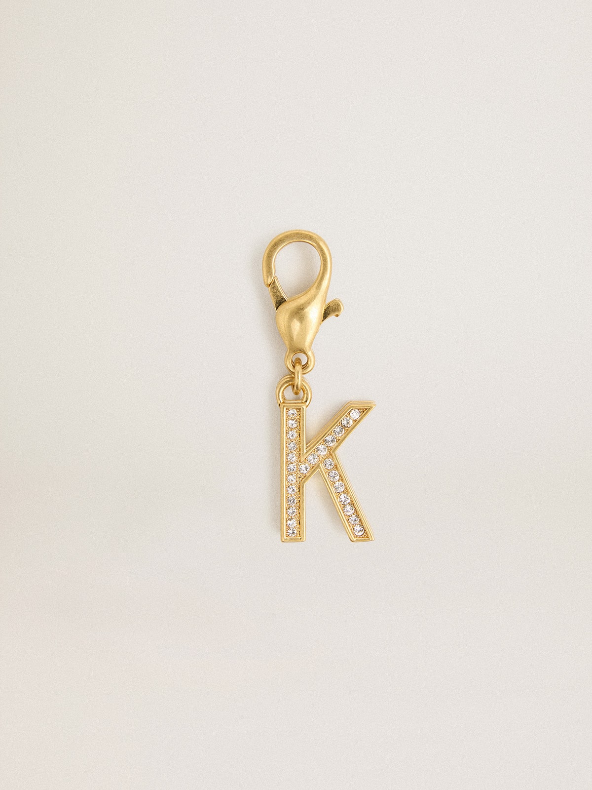 Letter K charm in gold-colored brass with crystals| Golden Goose