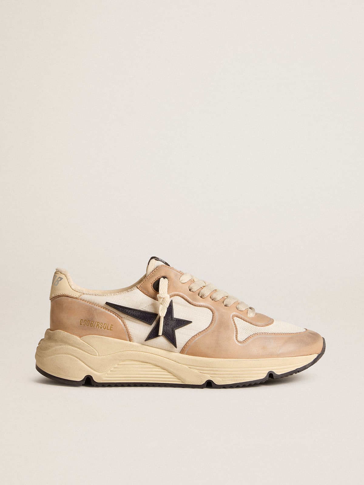Running Sole in nylon and nubuck with dark blue suede star| Golden Goose