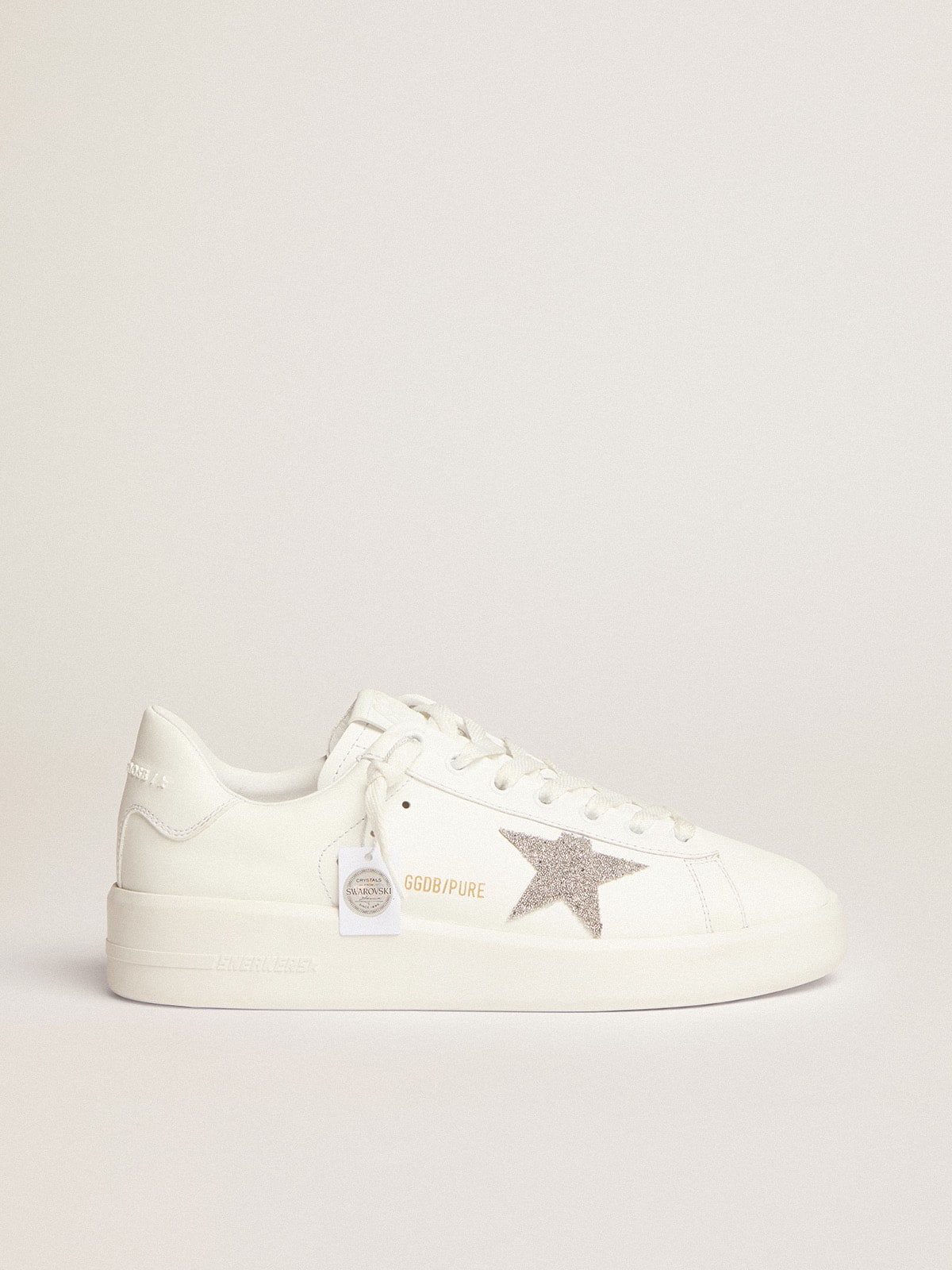 Women's Purestar in white leather with silver Swarovski crystal star| Golden Goose