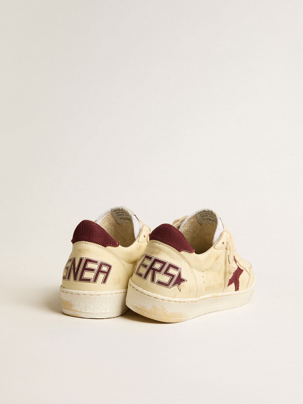 Men's Ball Star in beige nappa with burgundy mesh star and heel tab| Golden Goose