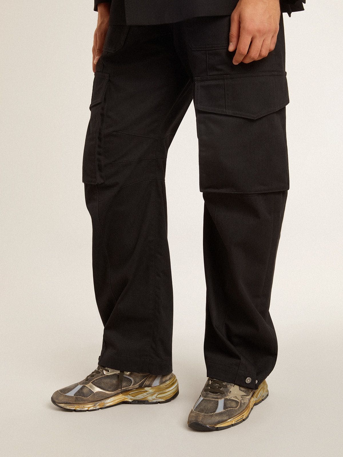 Men's Dad-Star in suede and nylon with khaki leather star and heel tab| Golden Goose