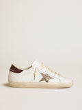 Women's Super-Star with gold glitter star and burgundy glitter heel tab| Golden Goose