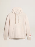 Women's white cashmere blend sweatshirt with hood| Golden Goose