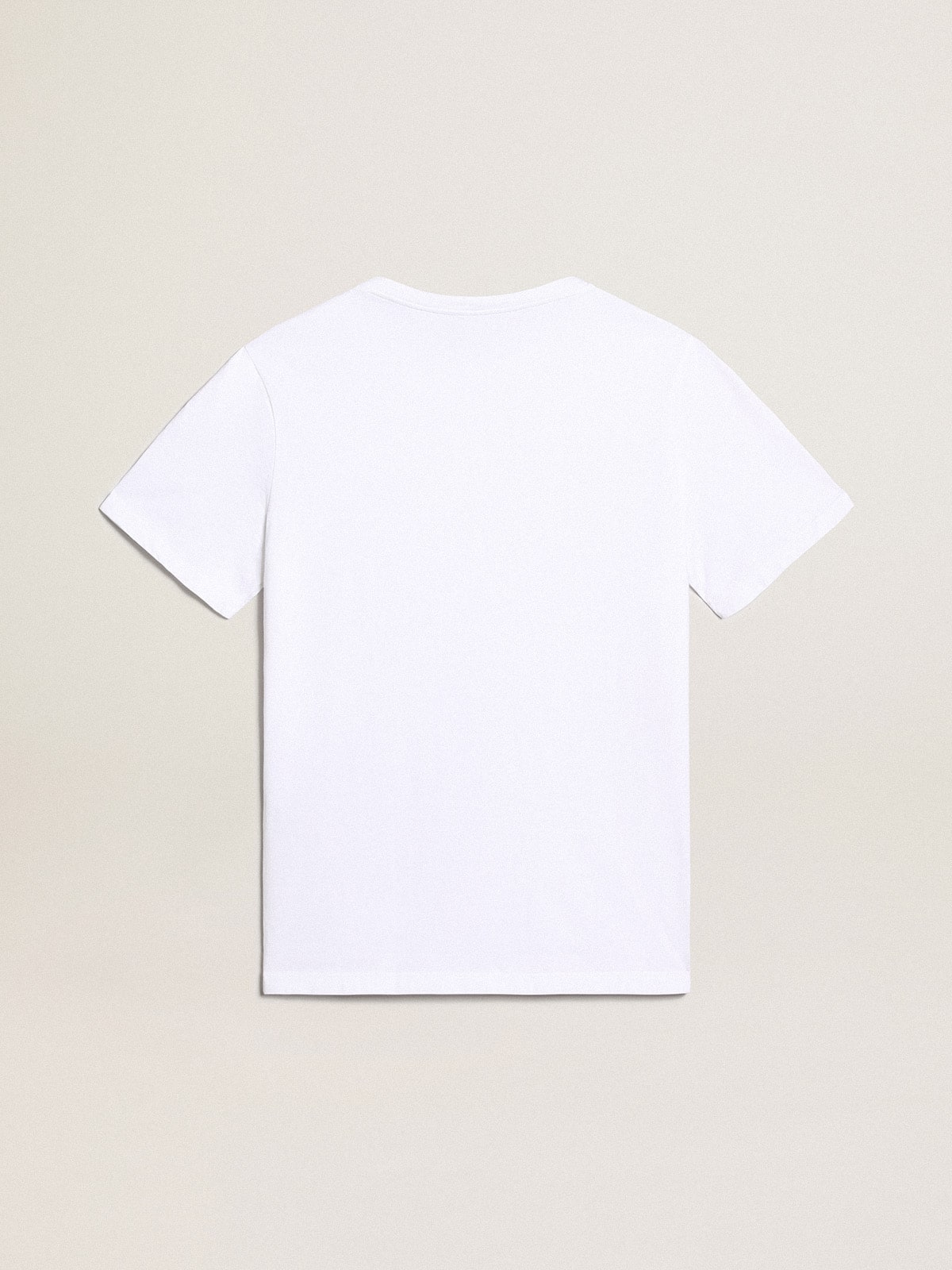 White T-shirt with contrasting black logo on the front| Golden Goose