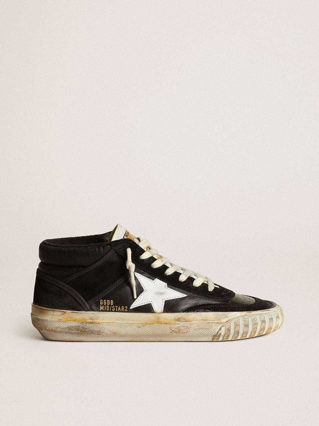 Women's Mid Star in black nappa and suede with white leather star| Golden Goose