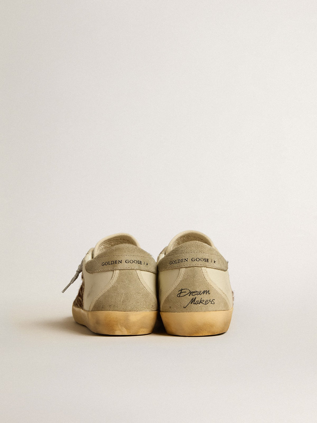 Women's Super-Star LTD in leather and pony skin with dove-gray suede star and heel tab| Golden Goose
