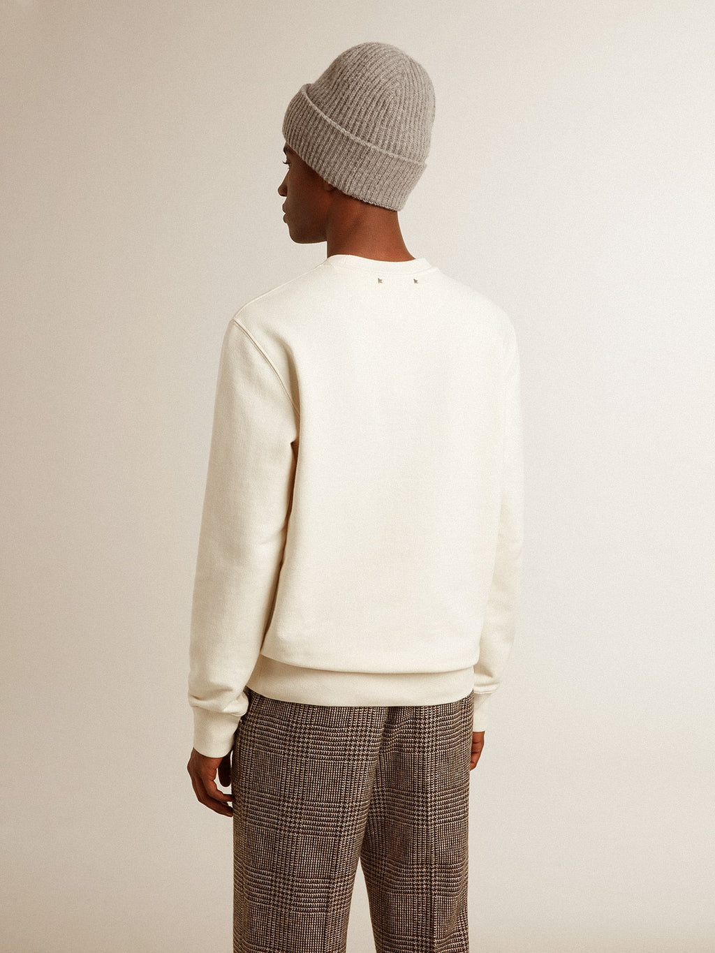 Men's cotton crew-neck sweatshirt with embroidered lettering