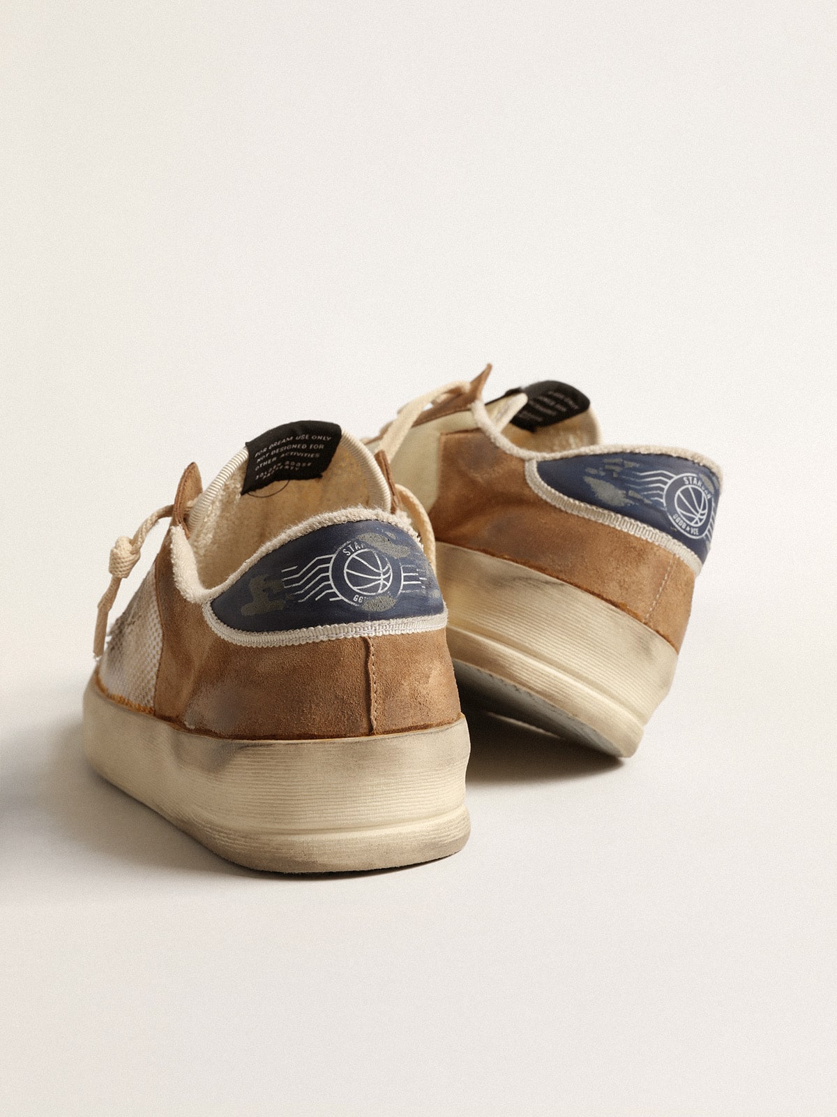 Stardan in beige nylon and mesh with tobacco suede inserts| Golden Goose