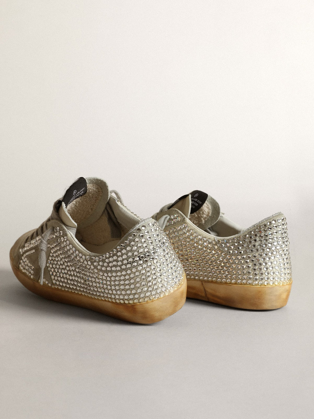 Women's Super-Star in aged white nubuck with Swarovski crystals| Golden Goose