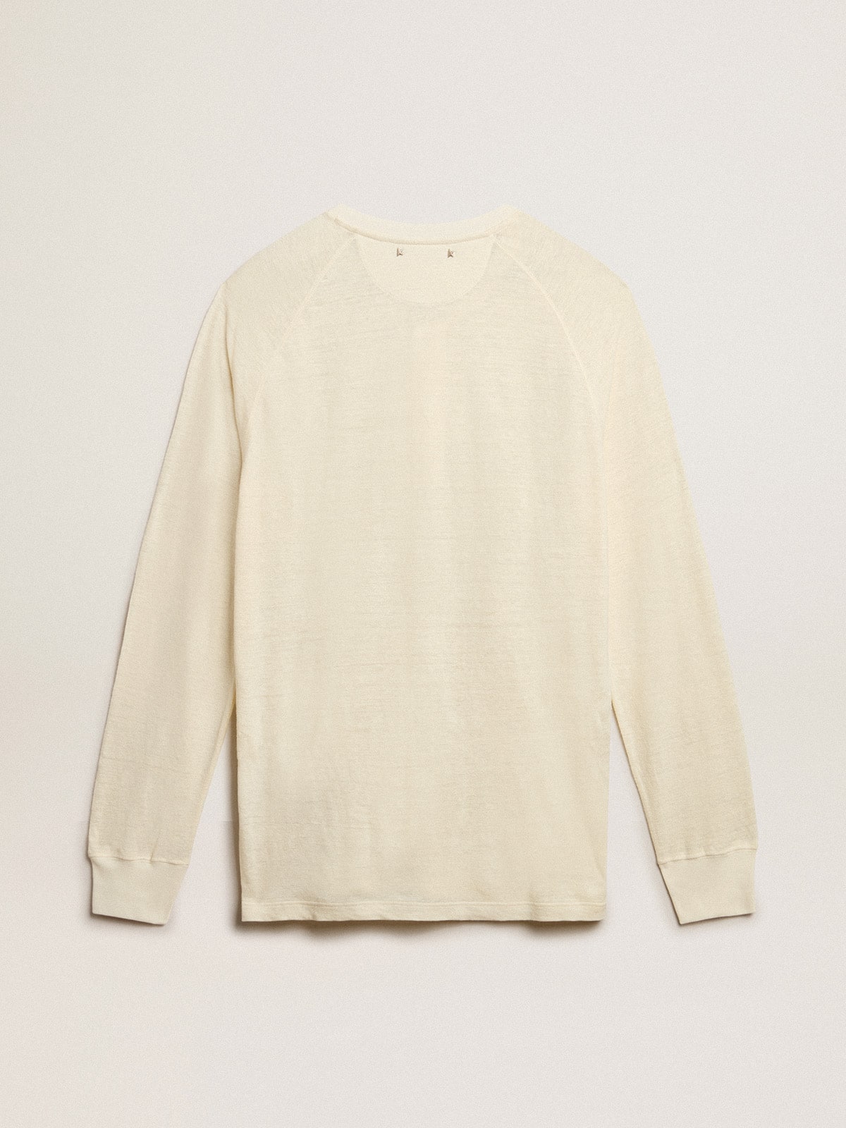 Men's long-sleeved T-shirt in panama-colored linen| Golden Goose