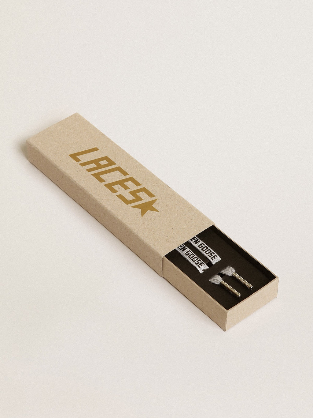 Gray cotton laces with contrasting black logo| Golden Goose