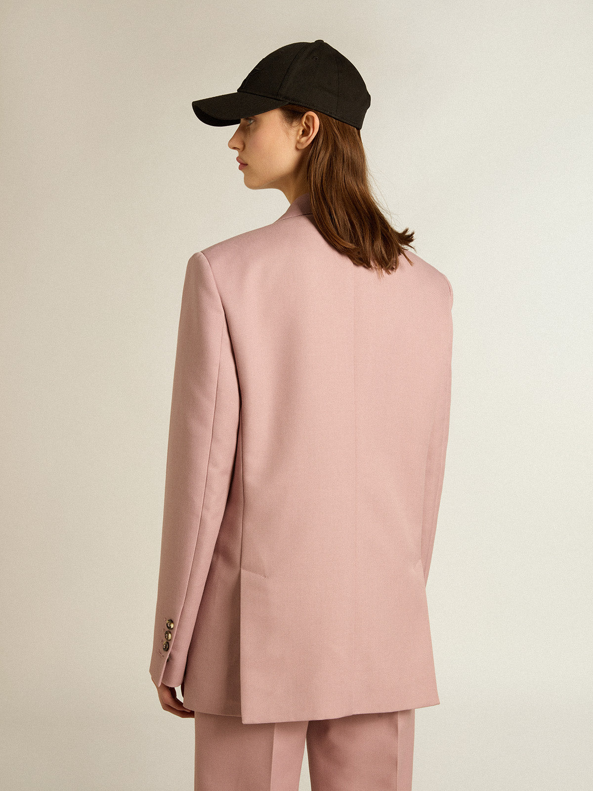 Double-breasted blazer in pink tailoring fabric| Golden Goose