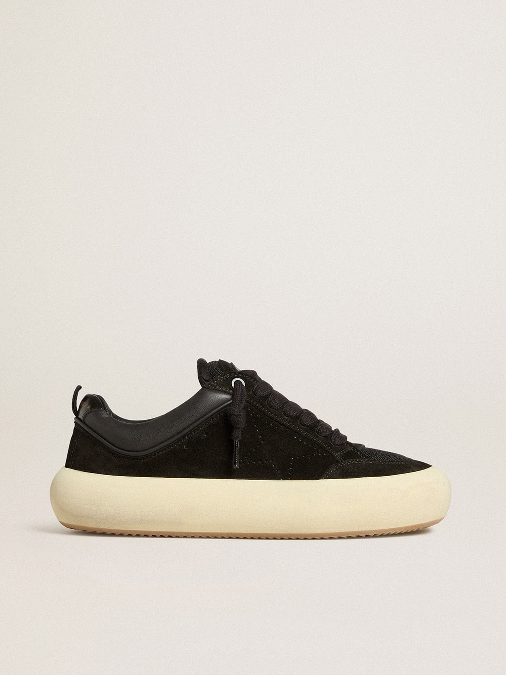 Men's Space-Star Cube in black suede with perforated star| Golden Goose