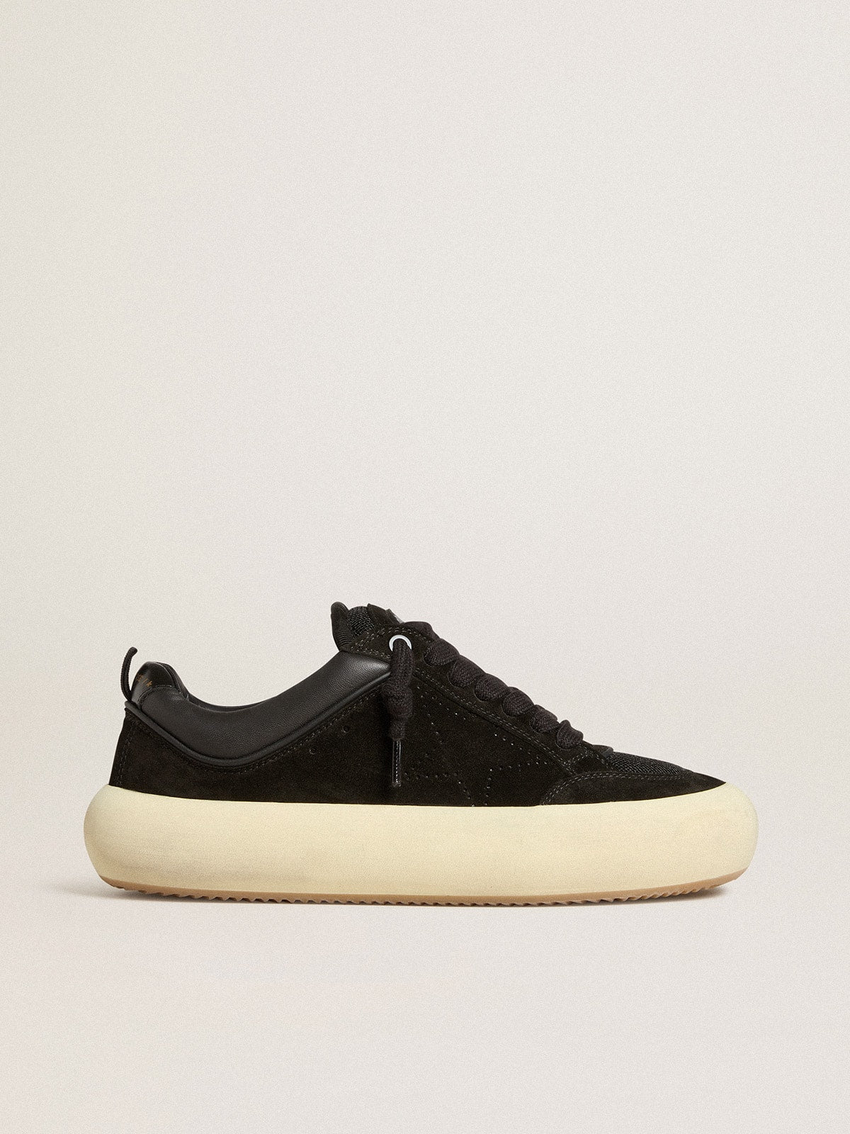 Men's Space-Star Cube in black suede with perforated star| Golden Goose