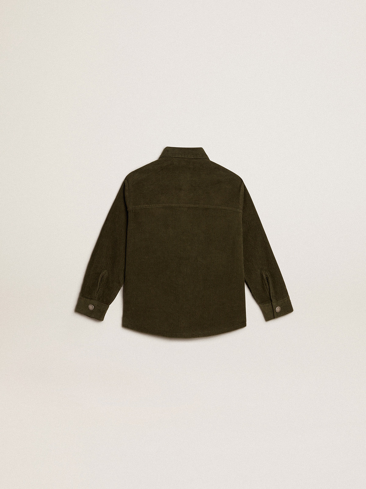 Boys' dark green shirt in velvet-effect cotton| Golden Goose