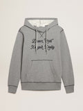 Gray melange cotton sweatshirt with hood| Golden Goose