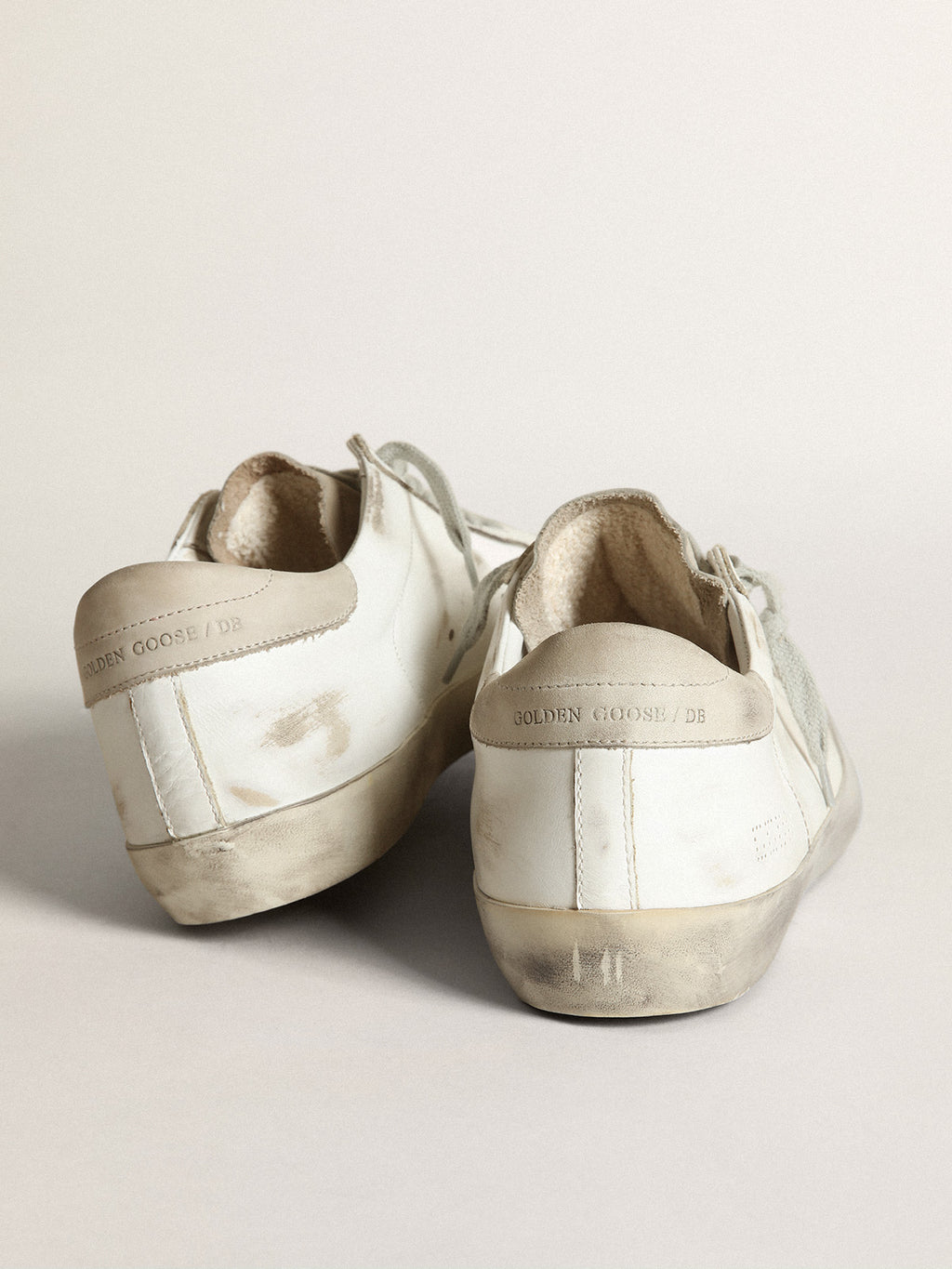 Men's Super-Star with perforated star and ice-gray heel tab| Golden Goose