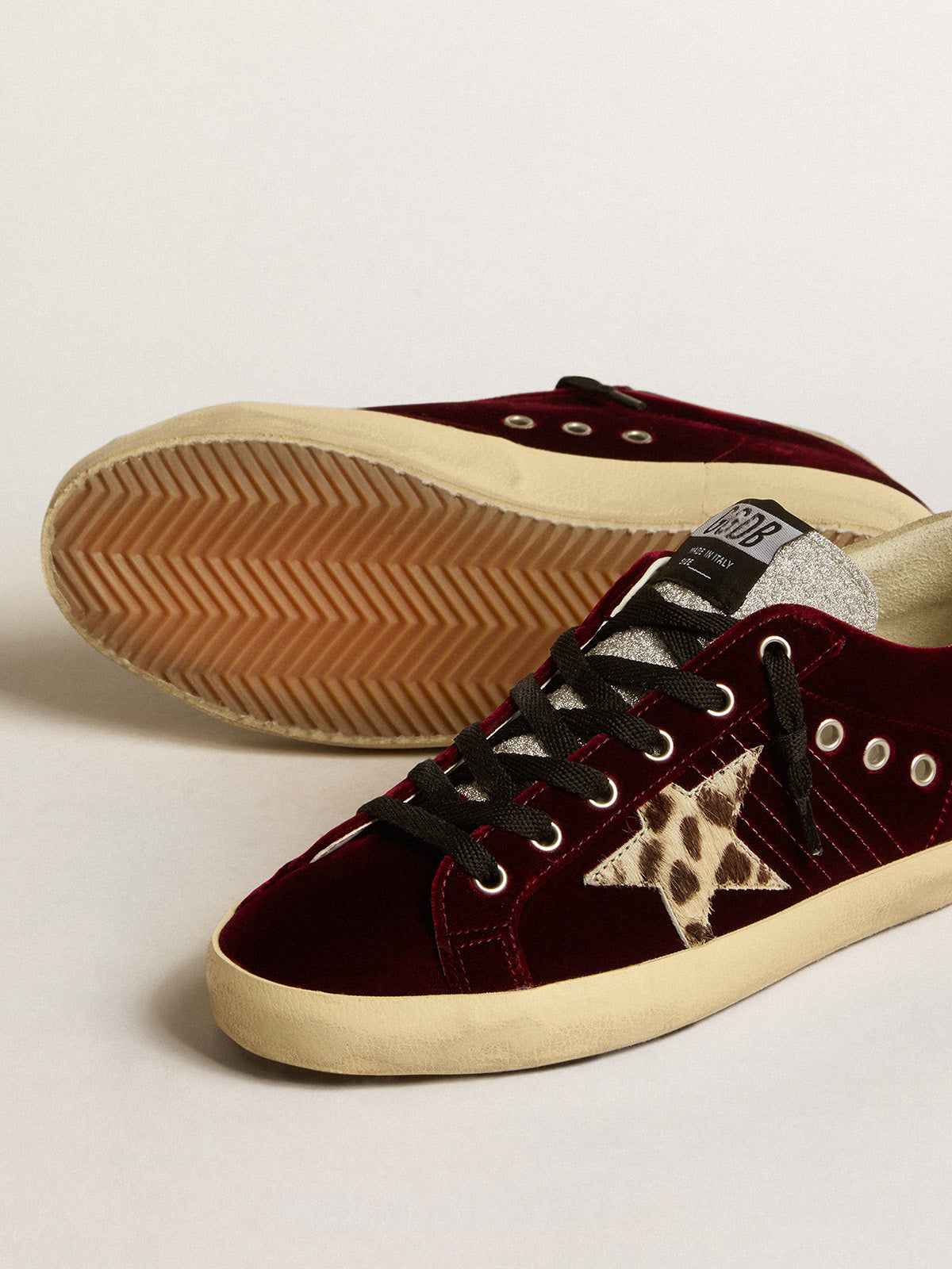 Super-Star LTD in velvet with pony skin star and glitter tongue| Golden Goose