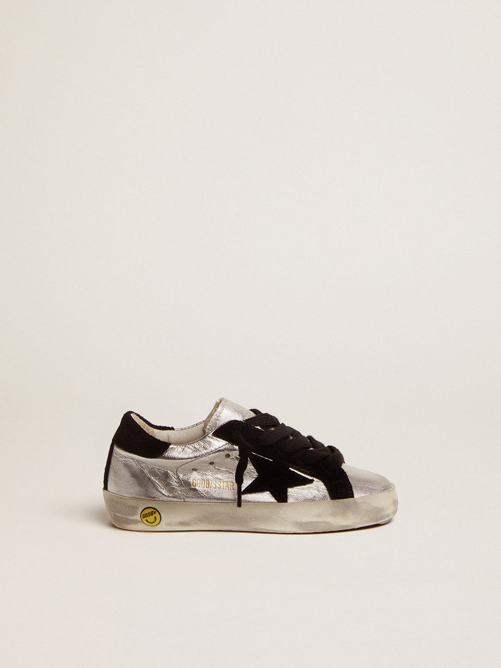 Super-Star sneakers in silver leather with suede inserts| Golden Goose