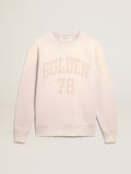 Distressed-finish pale pink sweatshirt| Golden Goose