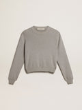 Women's round-neck sweater in gray cotton| Golden Goose