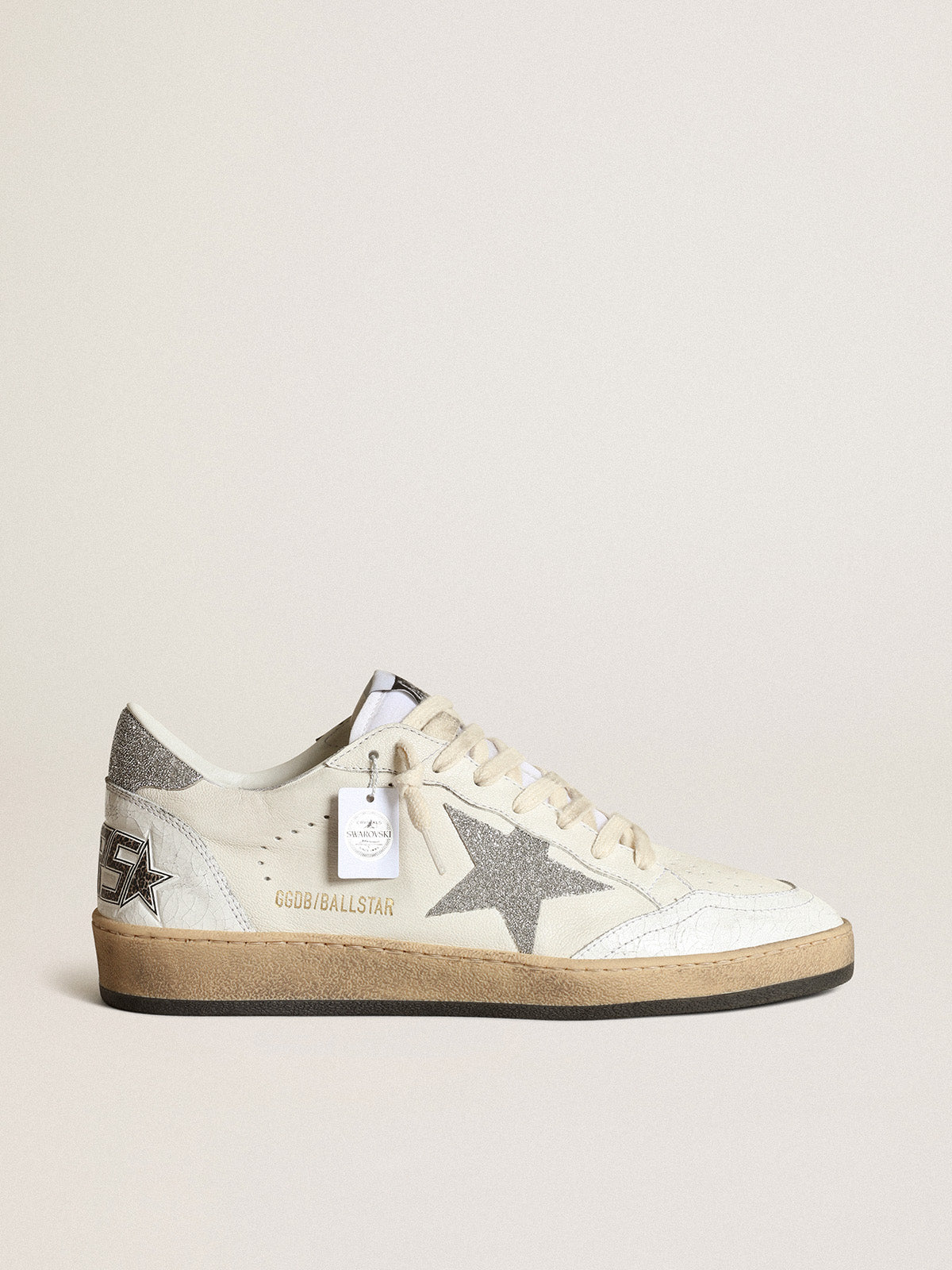 White Ball Star with a Swarovski crystal star and heel tab| Golden Goose