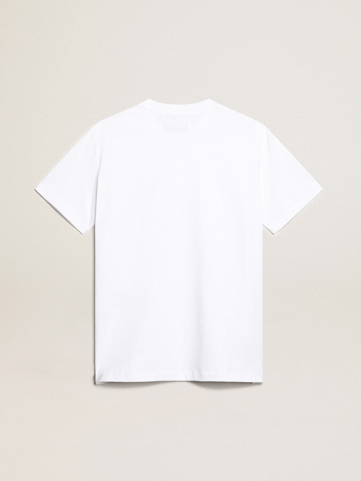 Women's white T-shirt with dark blue star on the front| Golden Goose