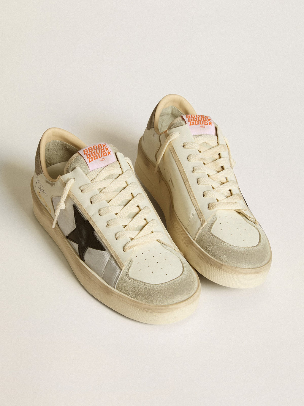 Men's Stardan in leather and nylon with black leather star and nubuck heel tab| Golden Goose