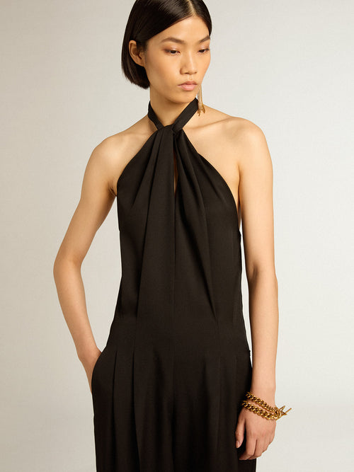 Black wool gabardine jumpsuit| Golden Goose