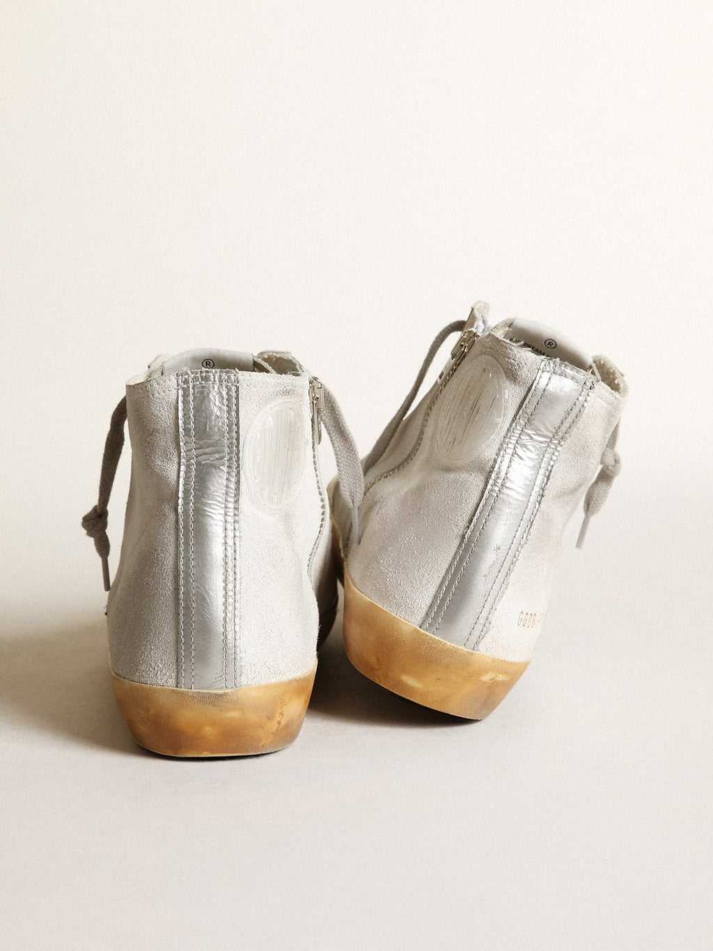 Women's Francy in white suede with black leather star and silver Swarovski crystal tongue| Golden Goose