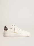 Women's Purestar with white leather star and anthracite glitter heel tab| Golden Goose