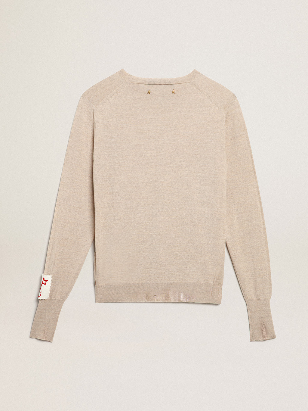 Women's sweater in light brown merino wool| Golden Goose