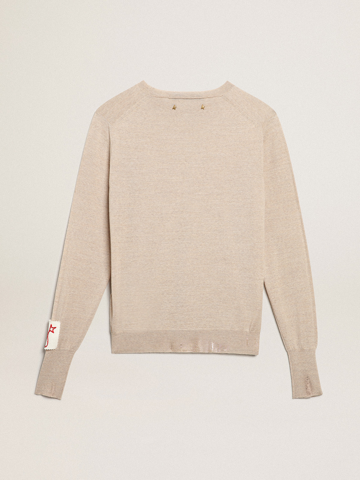 Women's sweater in light brown merino wool| Golden Goose