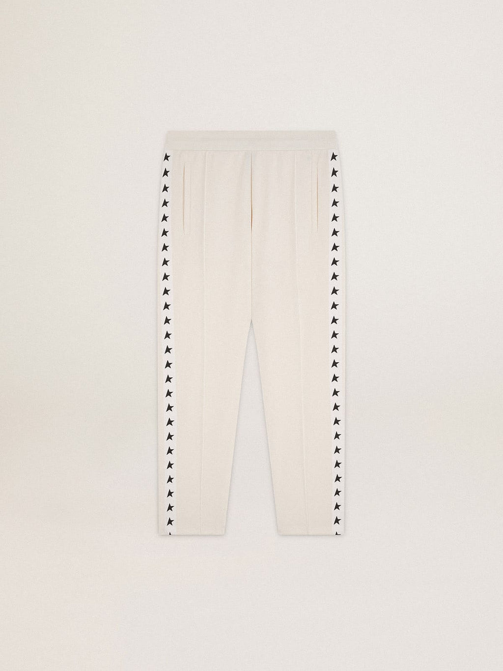 Men's white joggers with black stars on the sides| Golden Goose