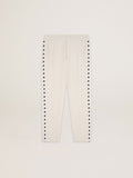 Men's white joggers with black stars on the sides| Golden Goose