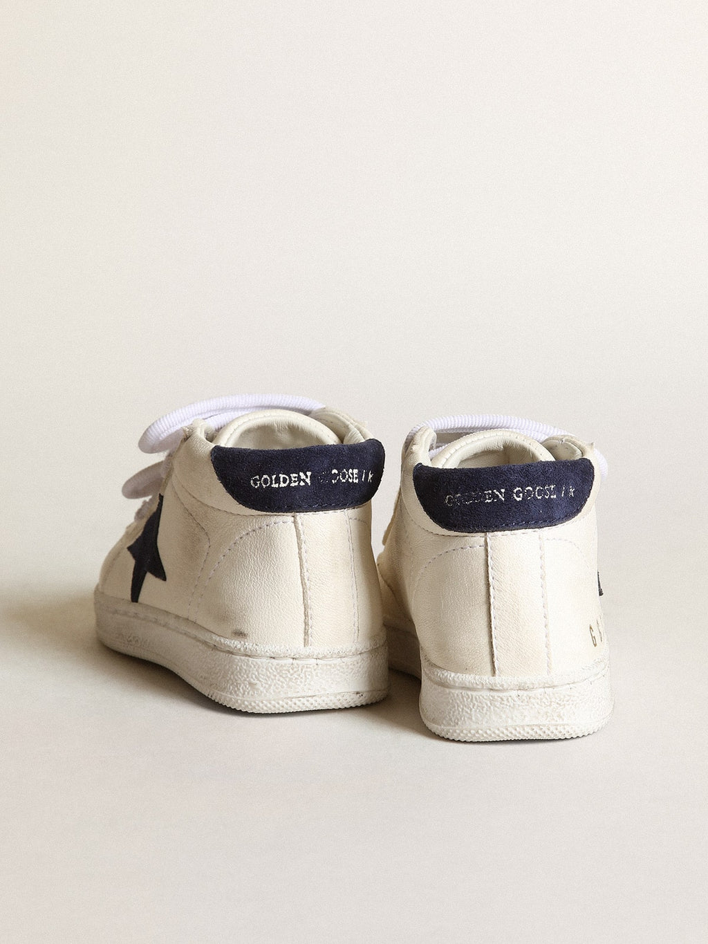 June Junior in nappa with dark blue suede star and heel tab| Golden Goose