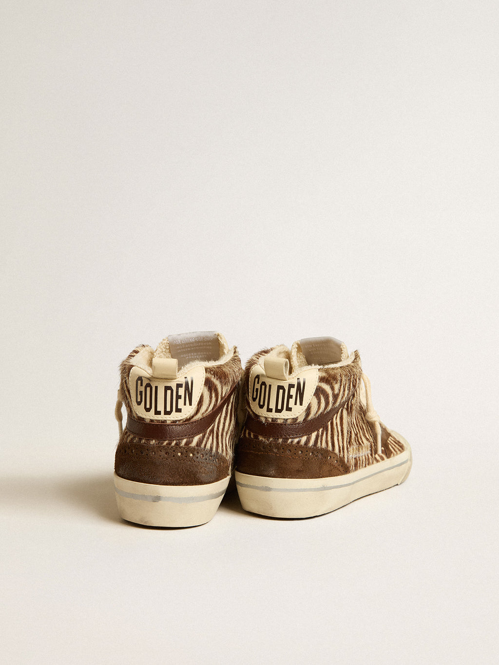 Mid Star in zebra-print pony skin with suede star and brown flash| Golden Goose