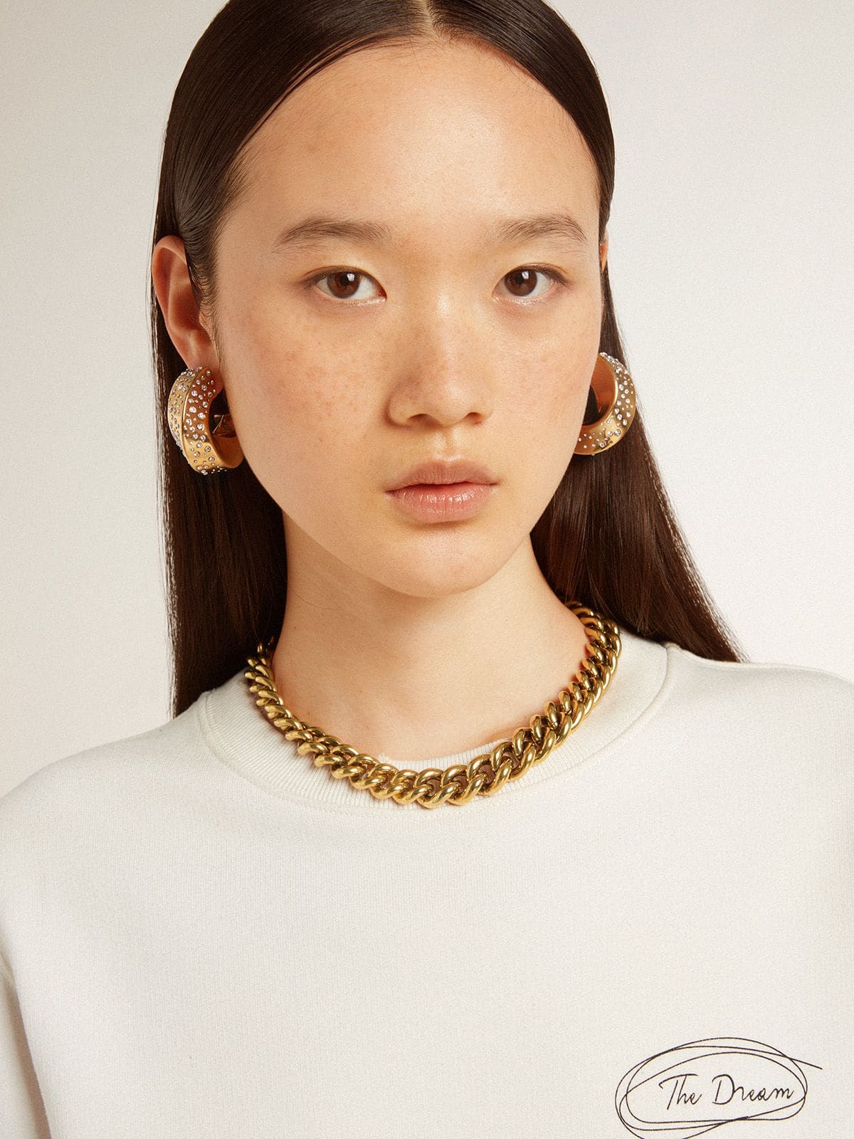 Necklace in antique gold decreasing chain with star-shaped clasp| Golden Goose