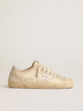 Women's V-Star LAB in canvas with leather star and rust-colored speckles| Golden Goose