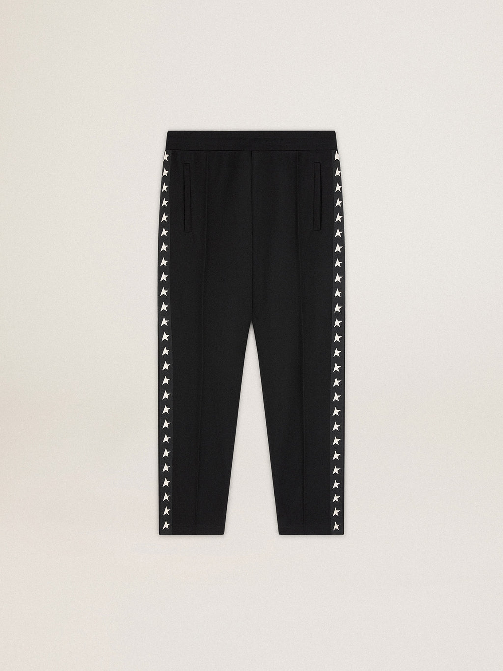 Men's black joggers with white stars on the sides| Golden Goose